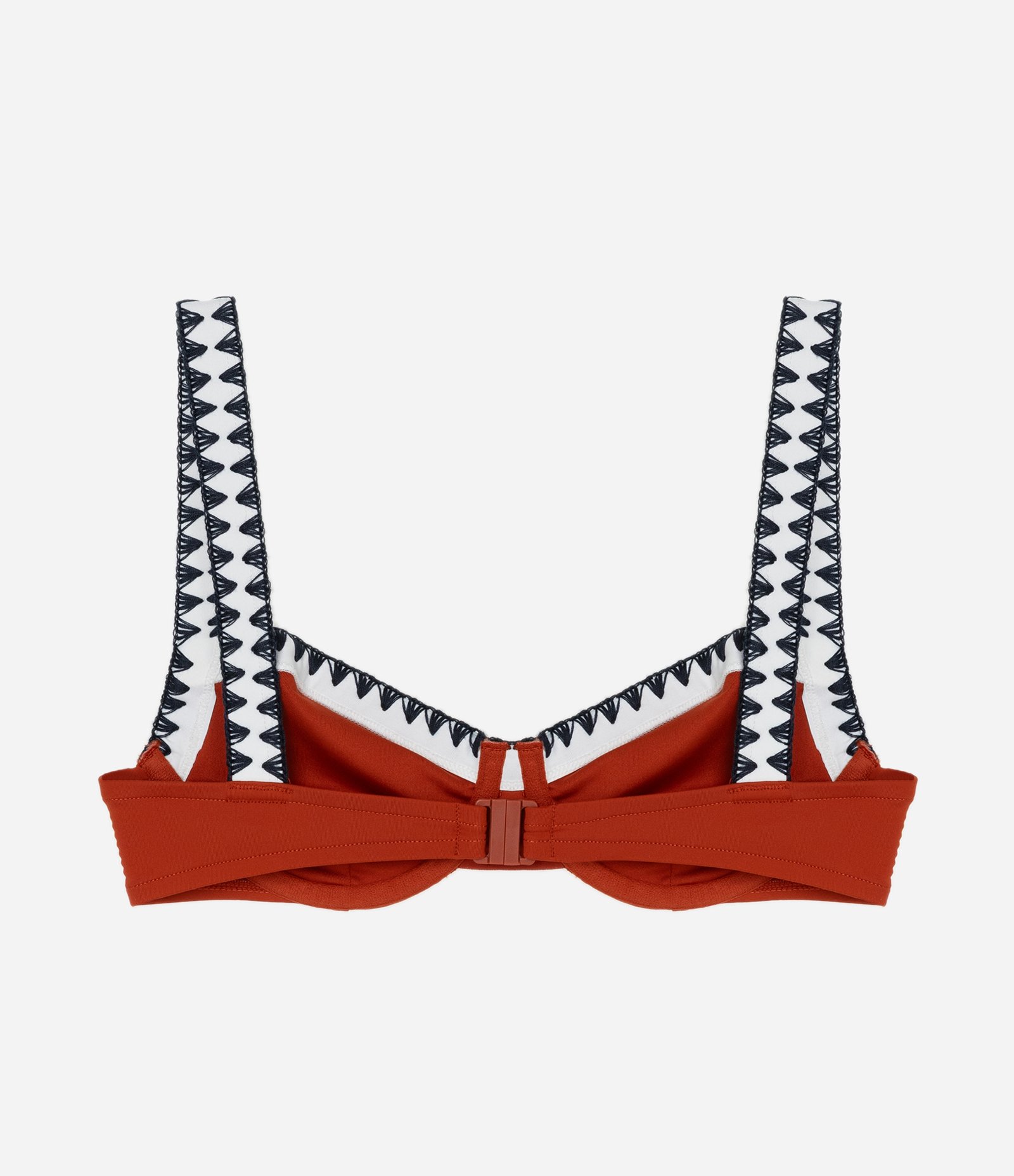 Biquini Top Meia Taça em Microfibra com Bordado Zig Zag Vermelho 6