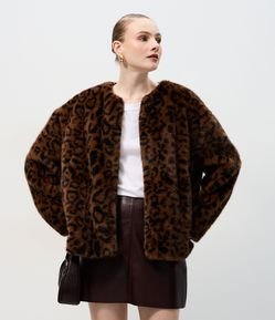 Casaco de Pelo com Estampa Animal Print