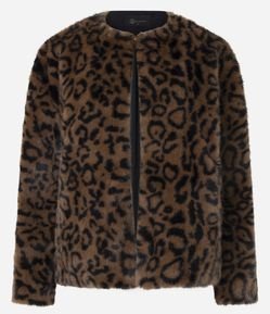 Casaco de Pelo com Estampa Animal Print