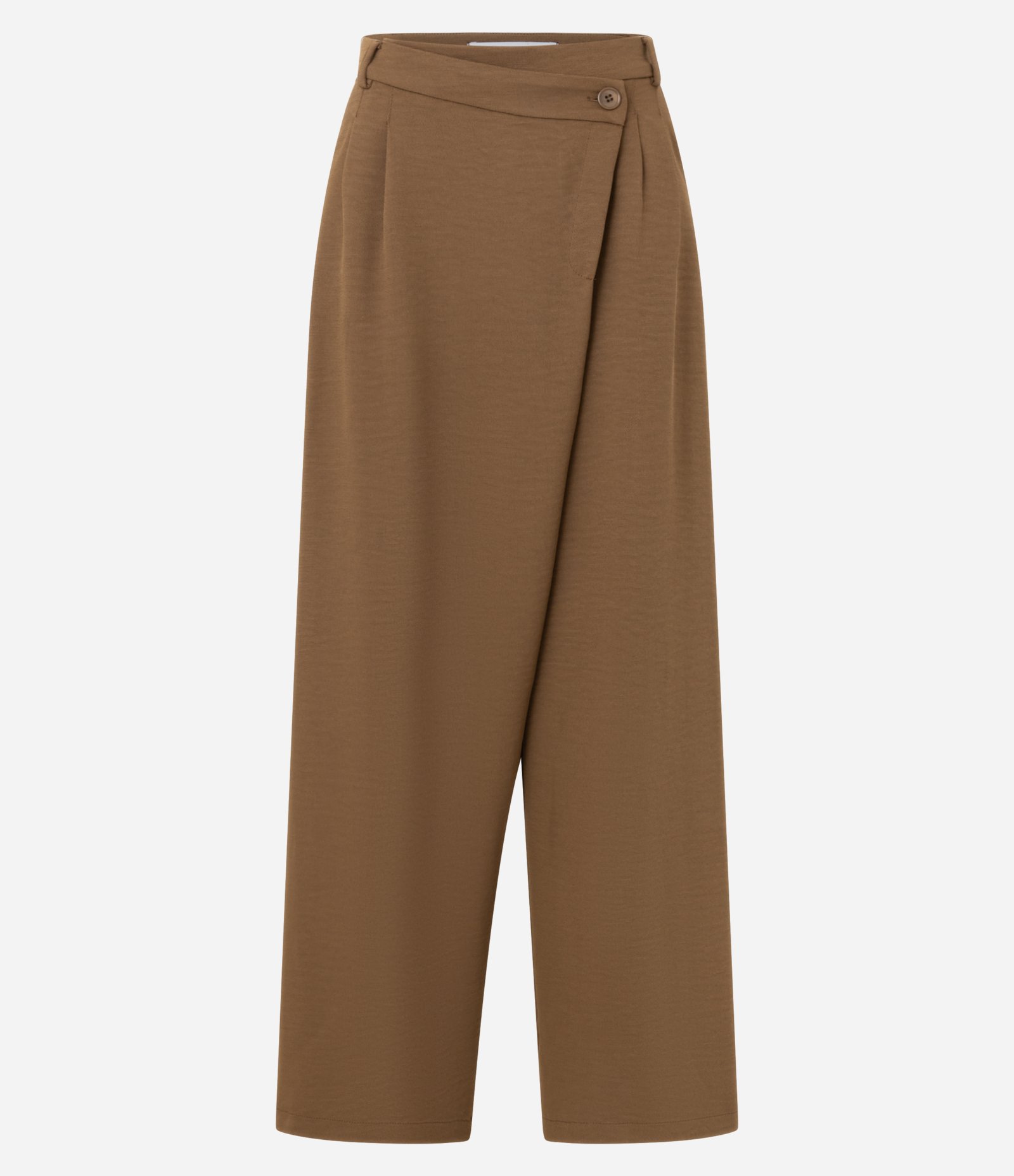 Calça Alfaiatada Texturizada com Transpasse e Pregas Marrom 5