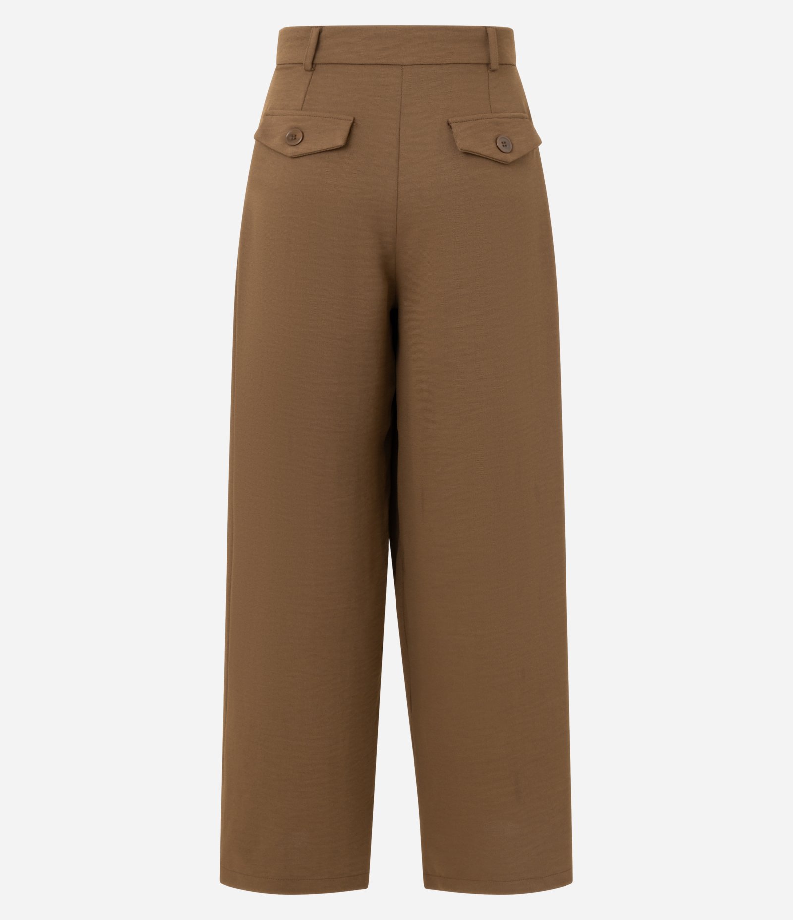 Calça Alfaiatada Texturizada com Transpasse e Pregas Marrom 7