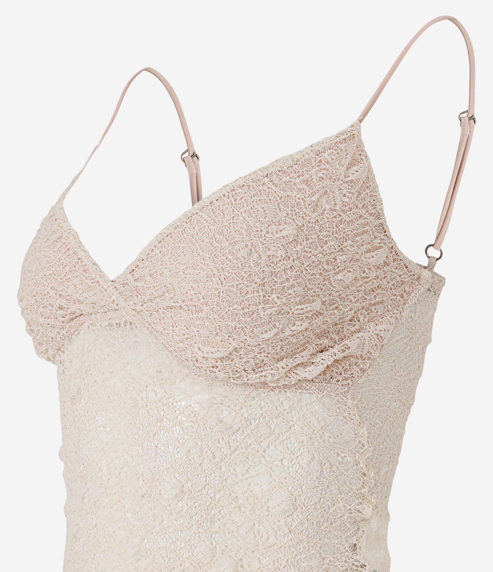 Blusa em Renda com Alça Fina e Textura Bege 6