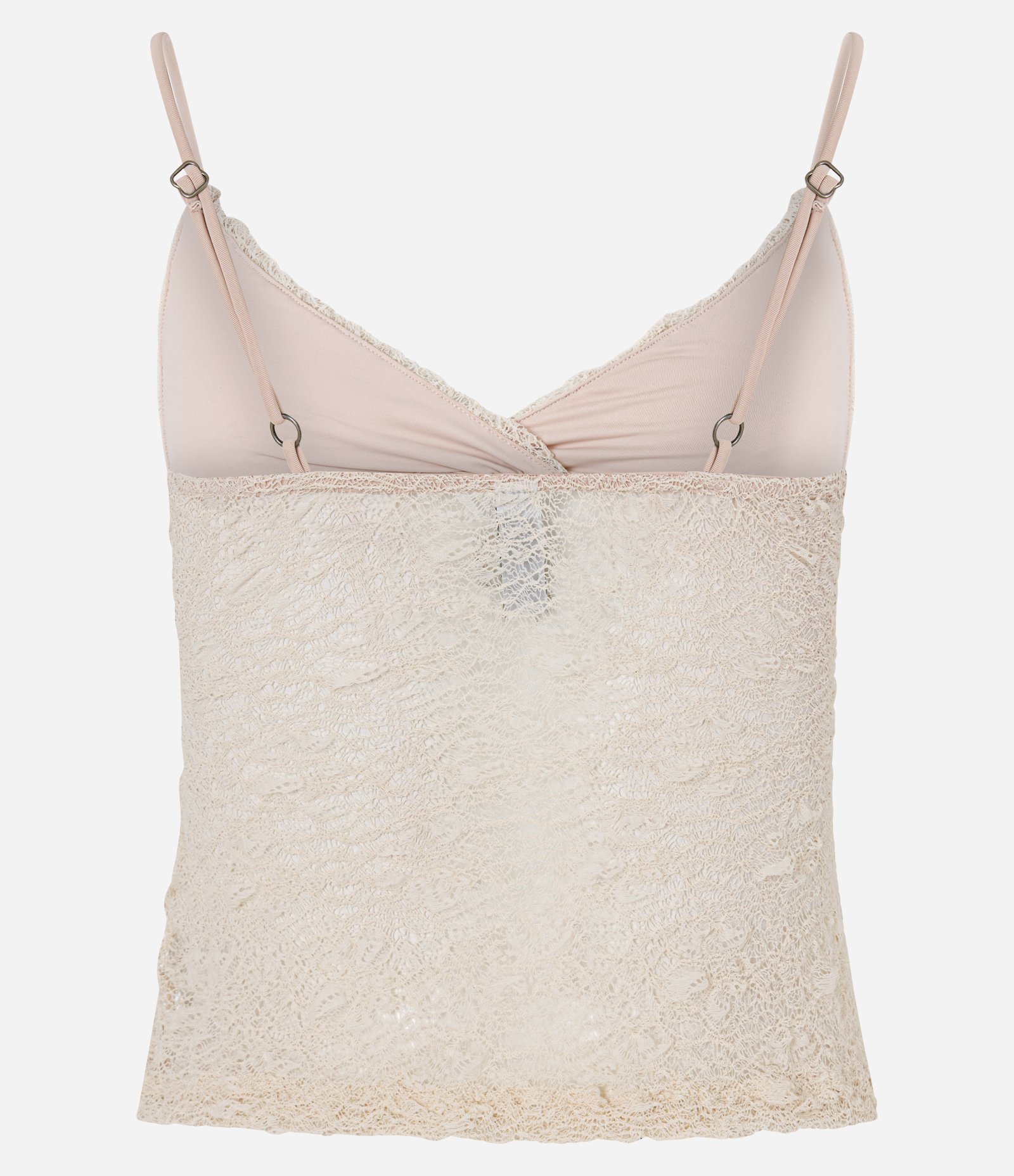 Blusa em Renda com Alça Fina e Textura Bege 7