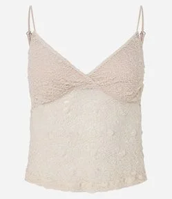 Blusa em Renda com Alça Fina e Textura