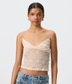 Blusa em Renda com Alça Fina e Textura