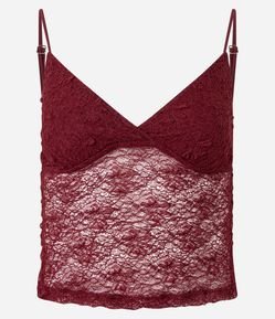 Blusa em Renda com Alça Fina e Textura