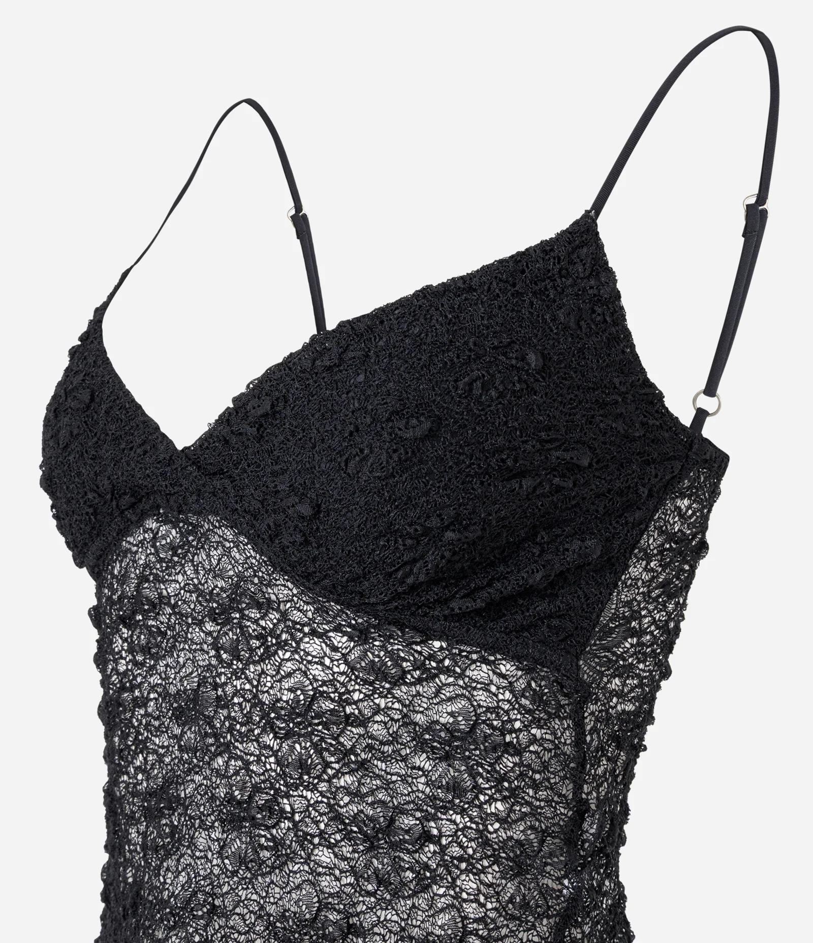 Blusa em Renda com Alça Fina e Textura Preto 5