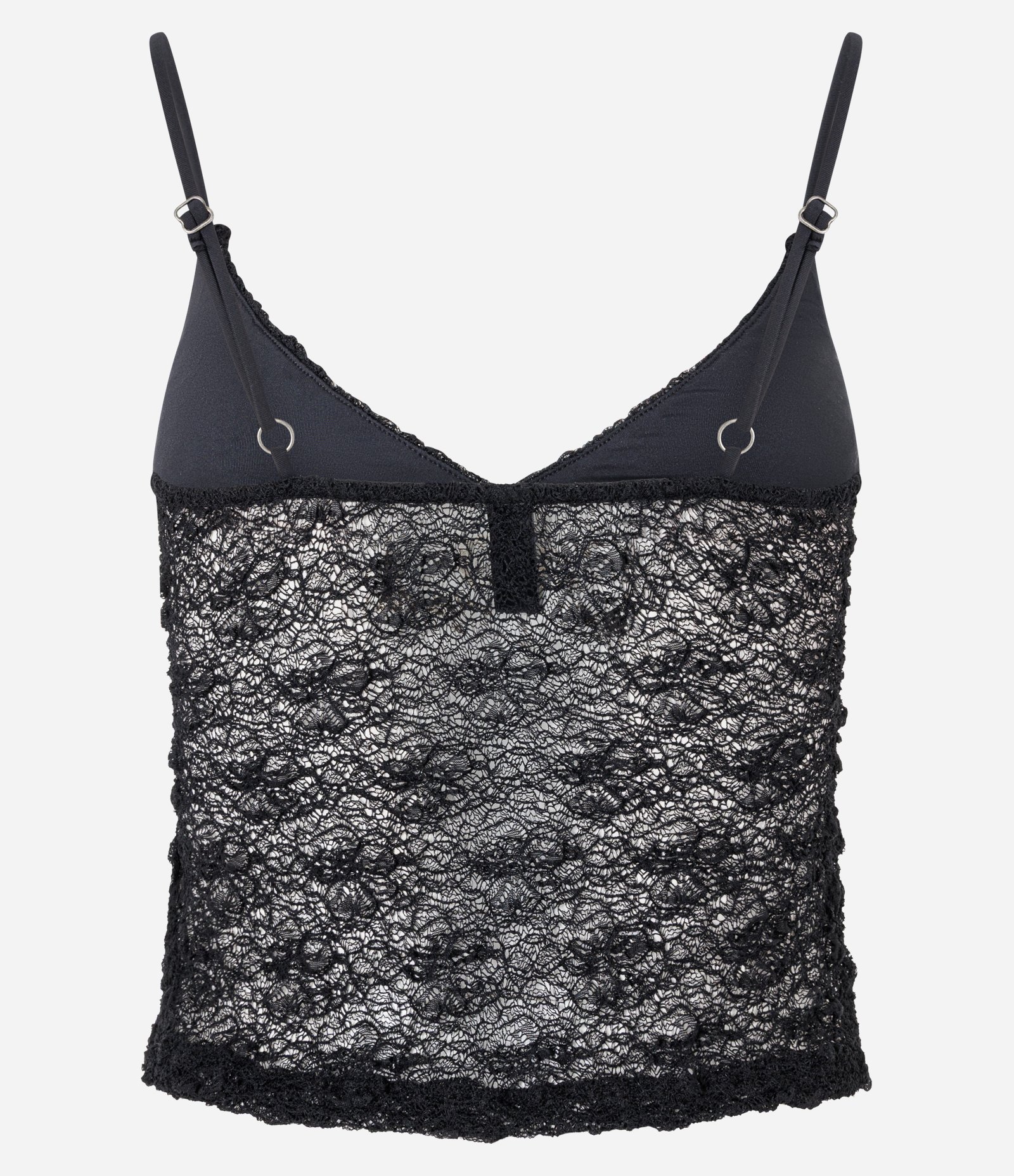 Blusa em Renda com Alça Fina e Textura Preto 6
