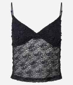 Blusa em Renda com Alça Fina e Textura