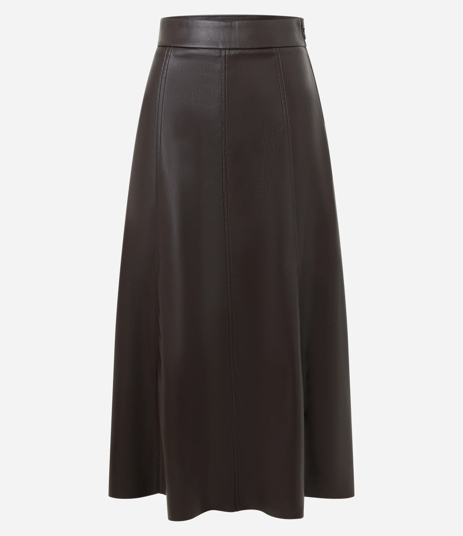 Saia Midi em PU com Recortes Frontais Marrom Escuro 5