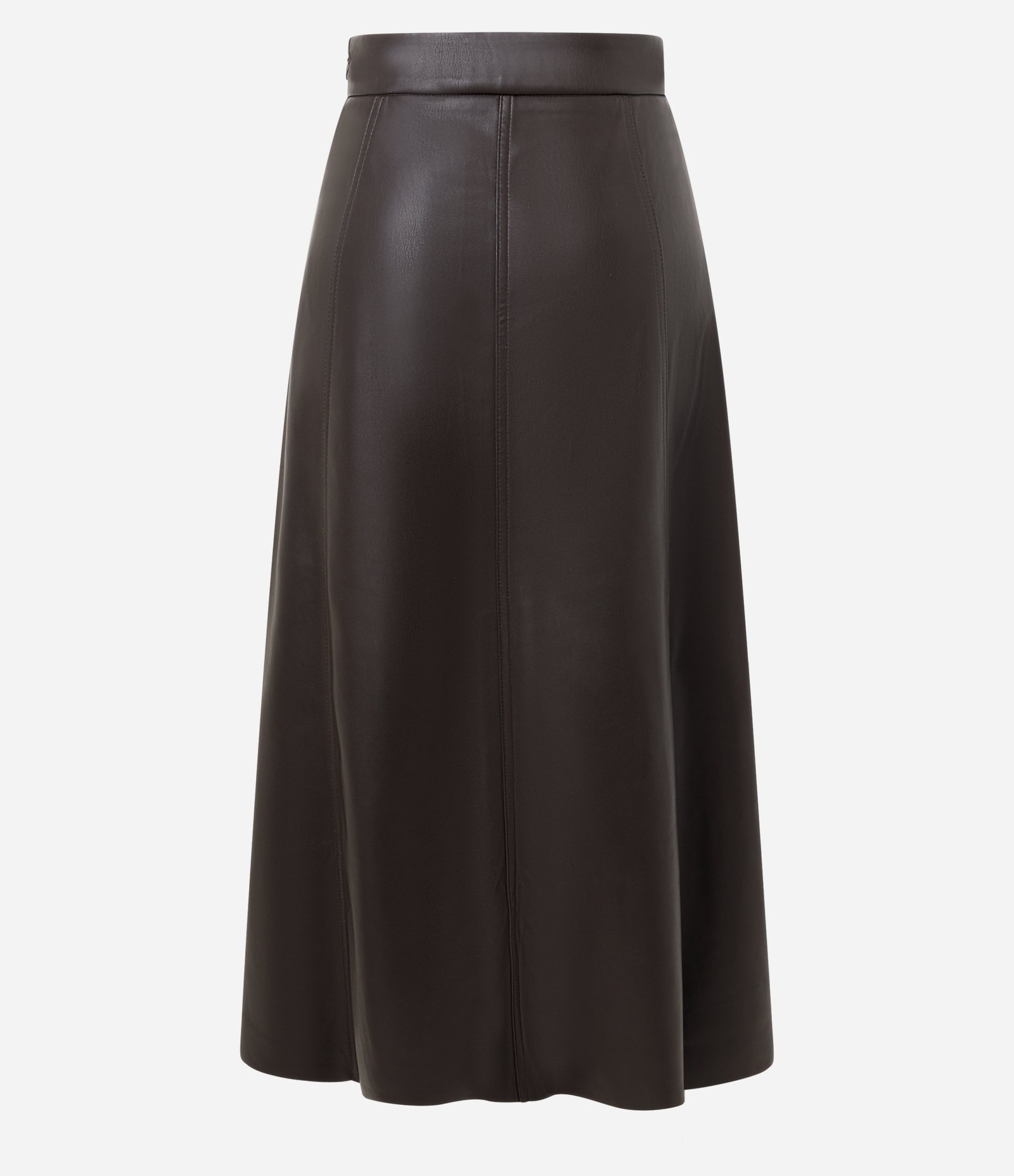 Saia Midi em PU com Recortes Frontais Marrom Escuro 6