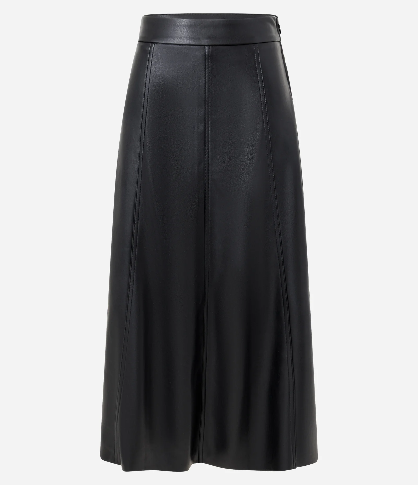 Saia Midi em PU com Recortes Frontais Preto 5