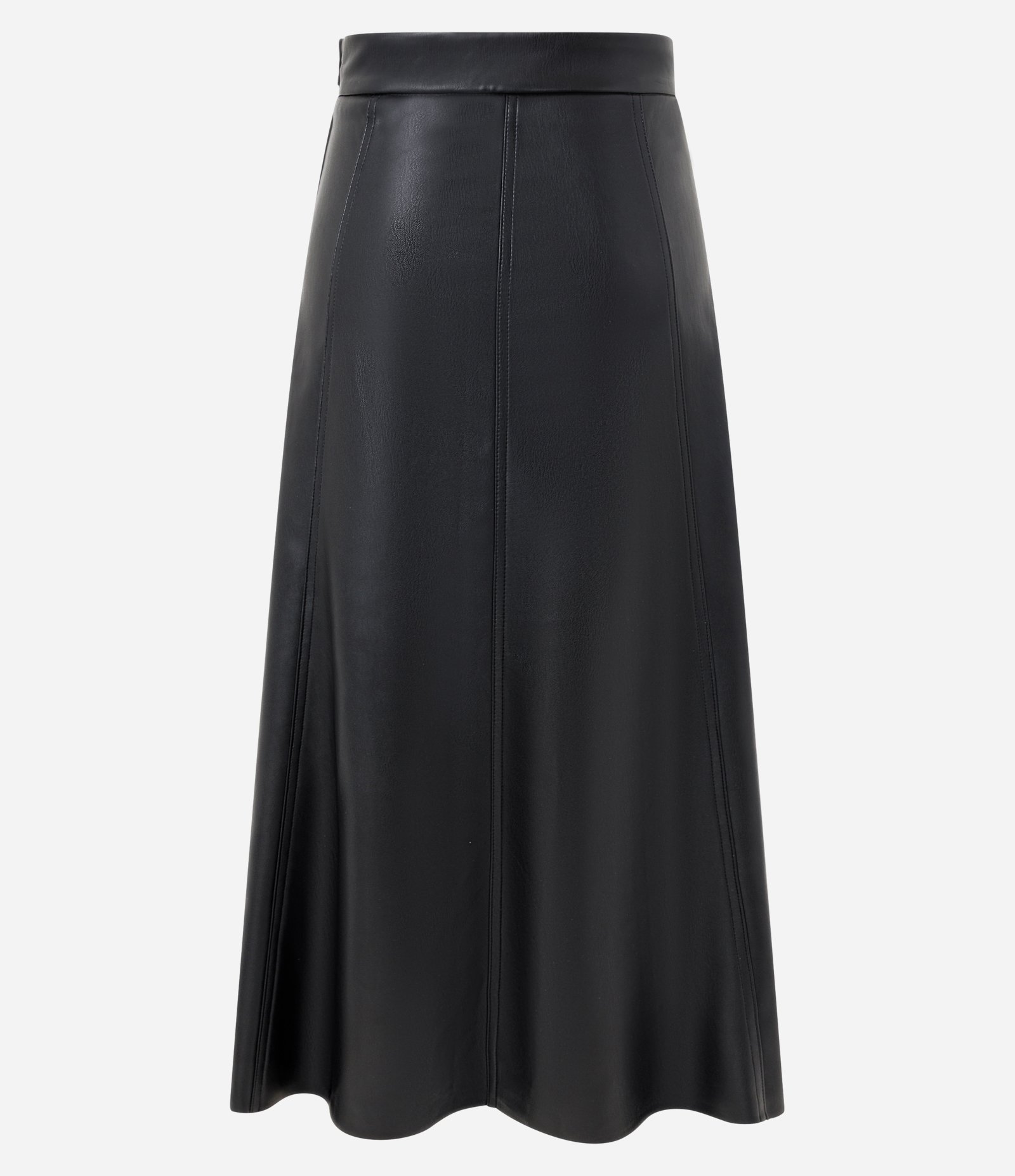 Saia Midi em PU com Recortes Frontais Preto 6
