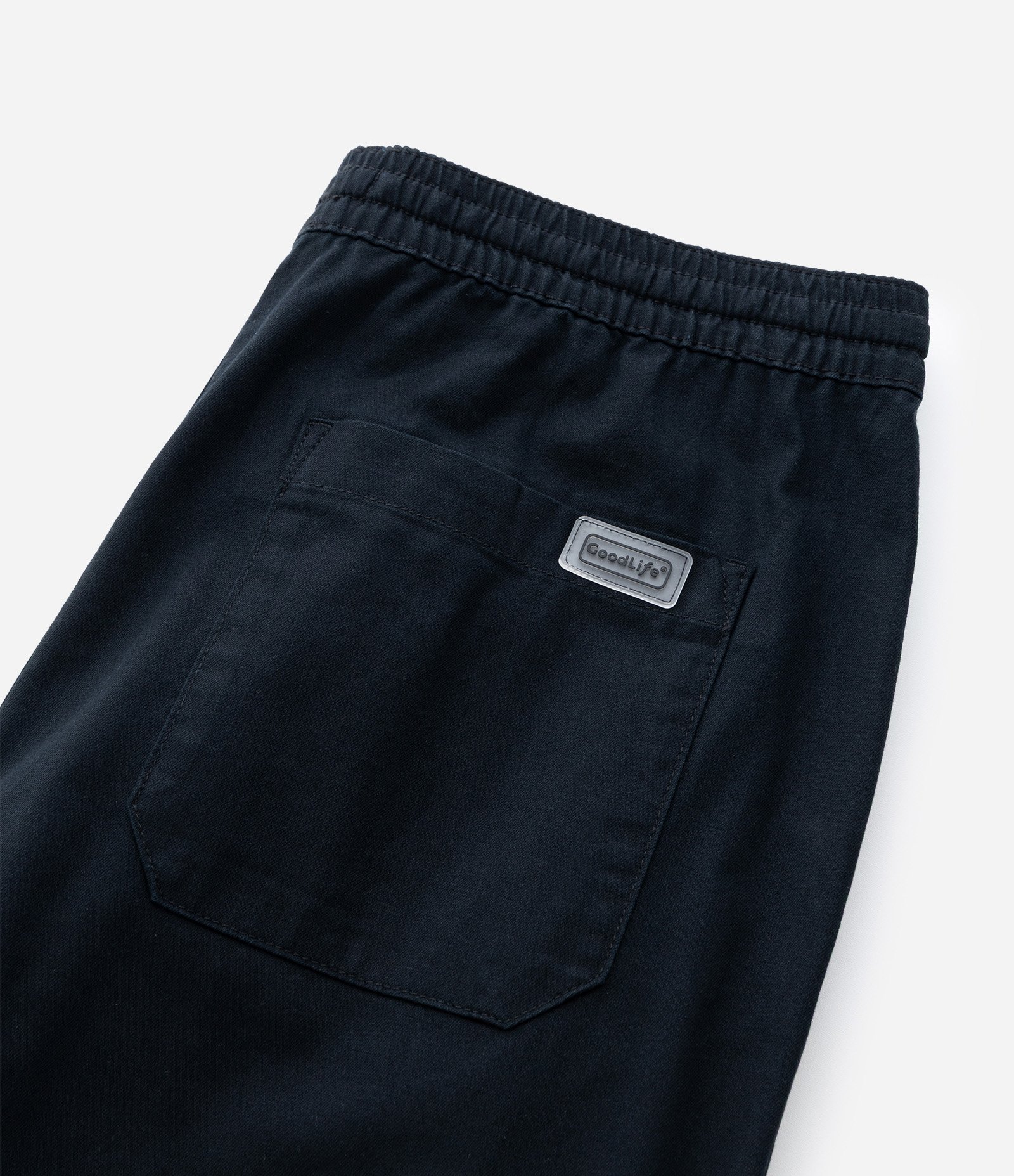 Calça Sarja Lisa com Cós Elástico e Amarração Modelo Relaxed Preto 10