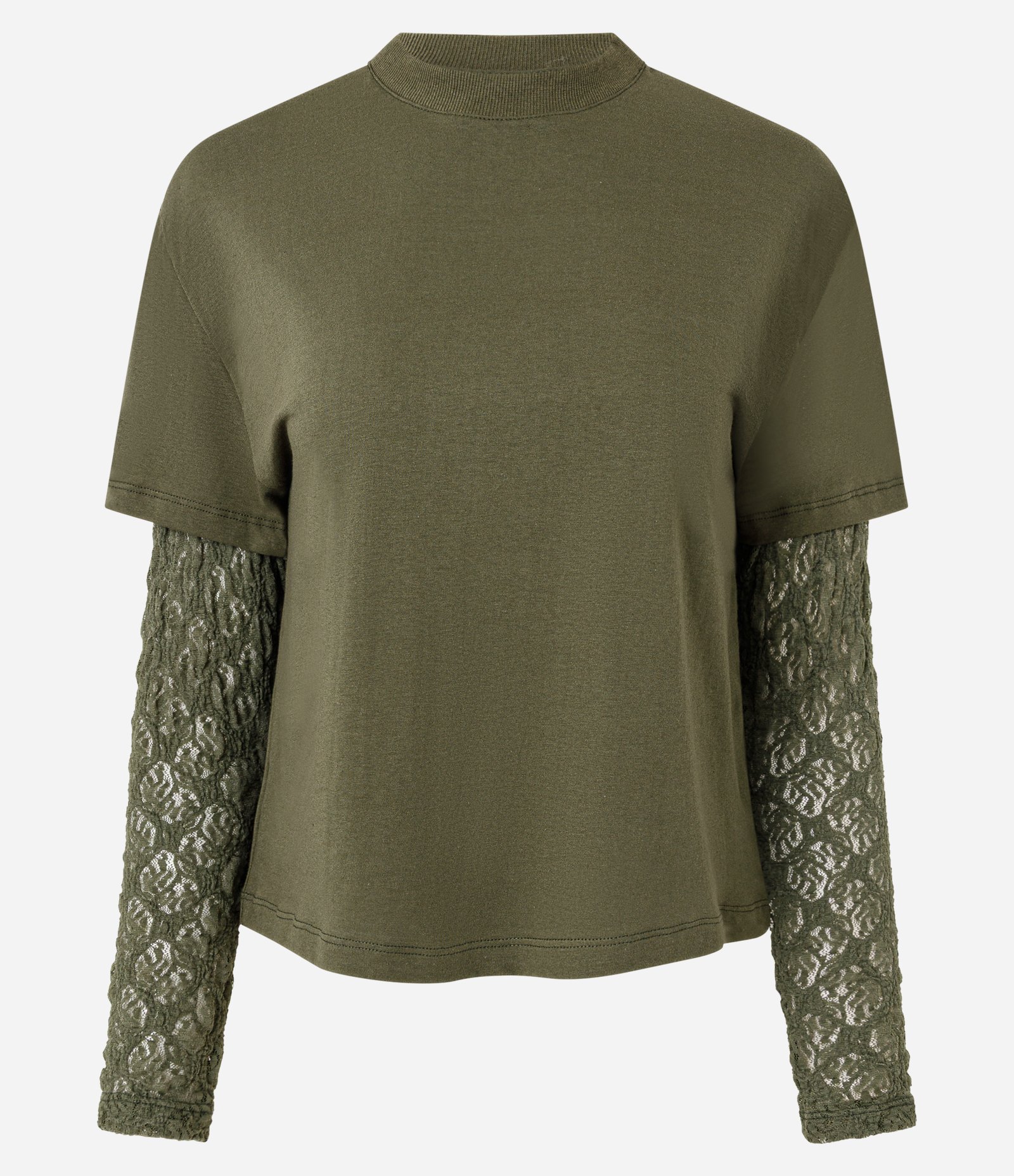 Blusa em Algodão com Manga em Renda Verde 1