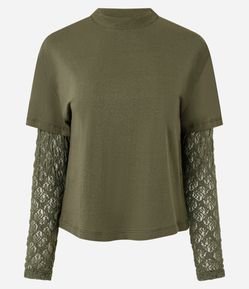 Blusa em Algodão com Manga em Renda