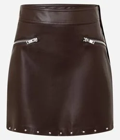 Saia Curta em PU com Aplicação de Brilhos na Barra