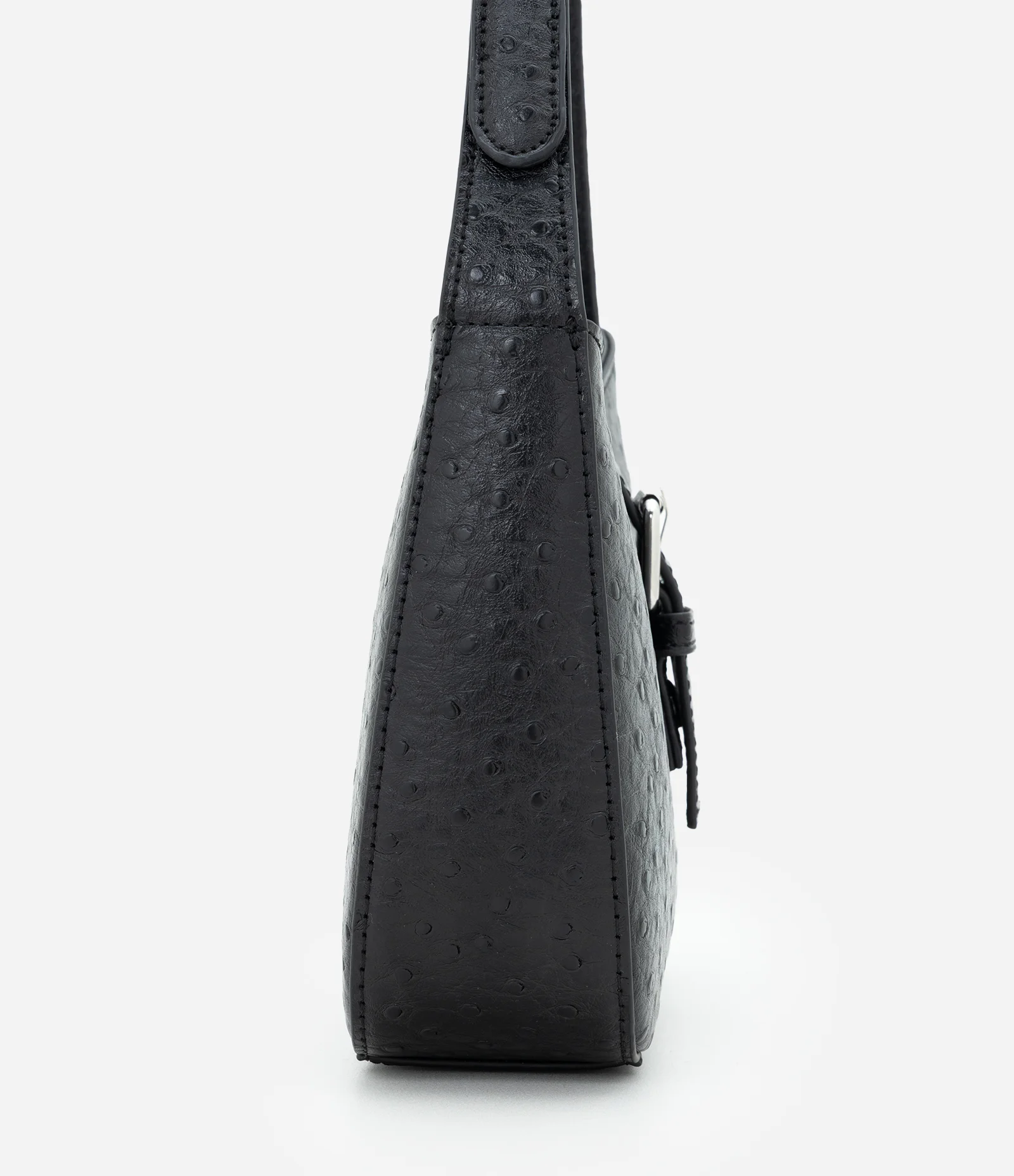 Bolsa Baguete Pequena em PU Texturizado com Alça Ajustável Preto 2