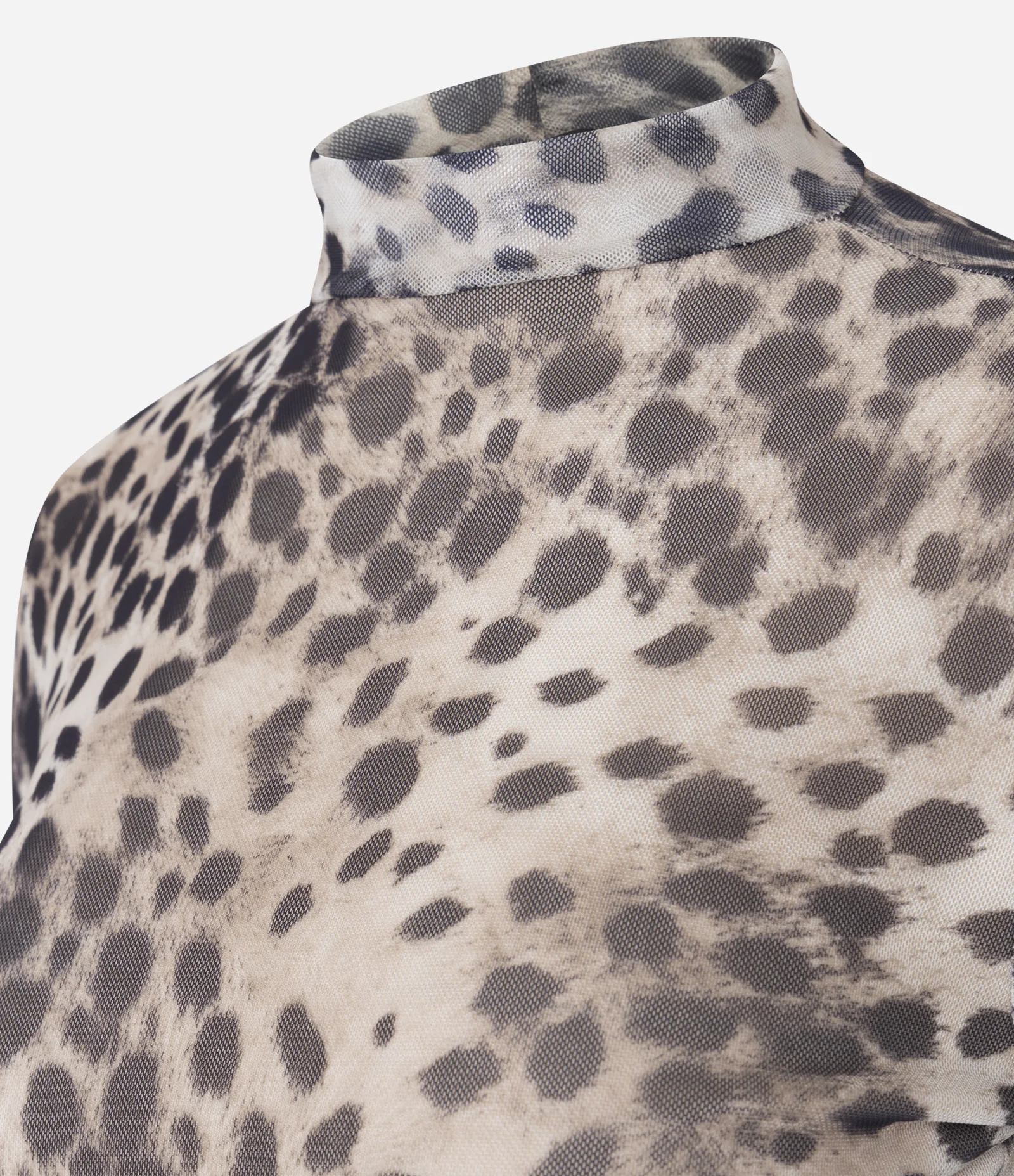 Blusa Manga Longa em Tule com Estampa Animal Print Marrom 2