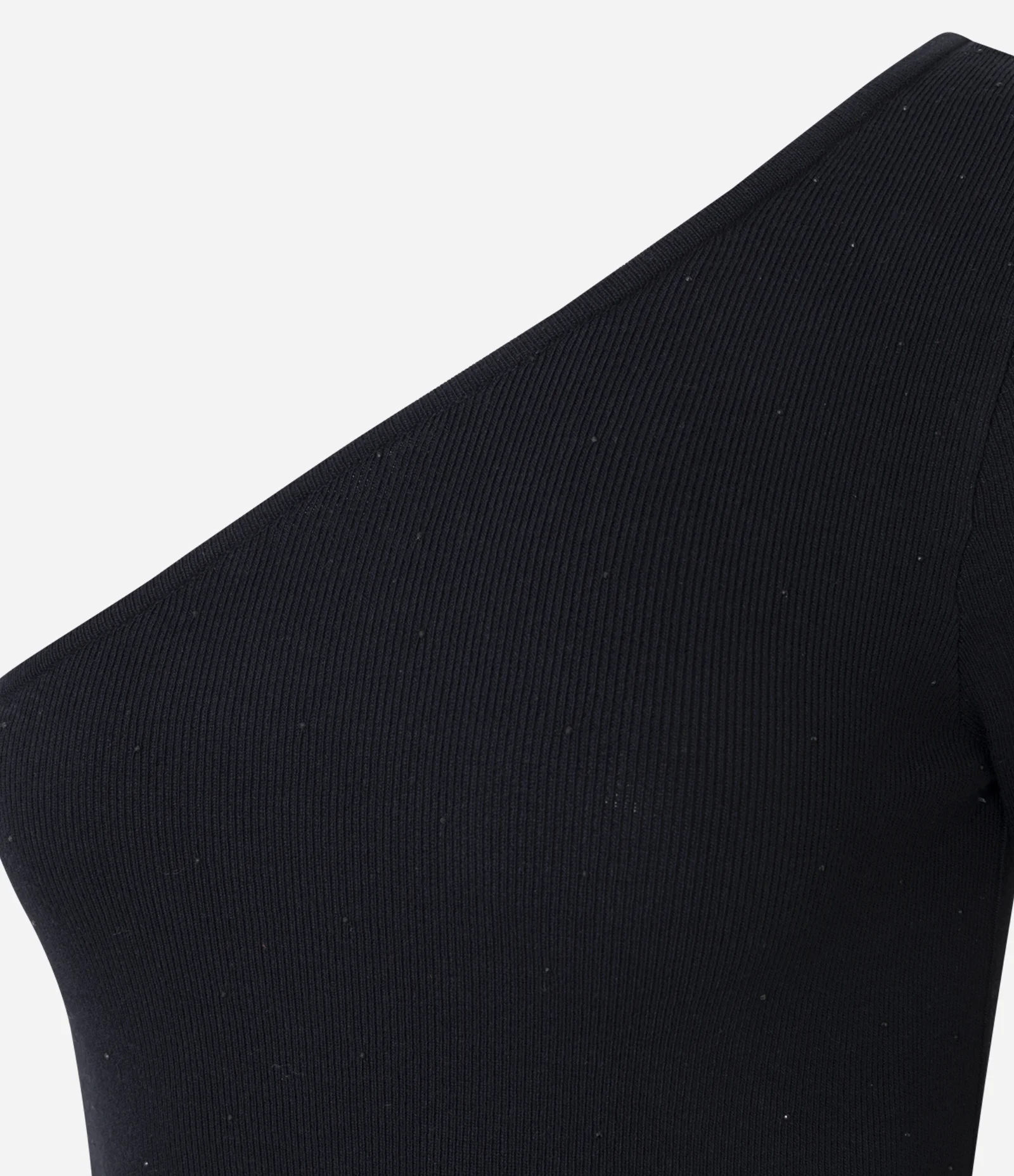 Blusa Ombro Único Manga Longa em Ribana Preto 2
