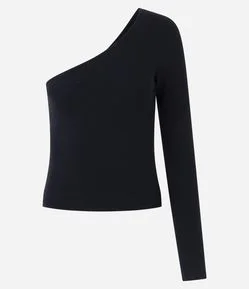 Blusa Ombro Único Manga Longa em Ribana