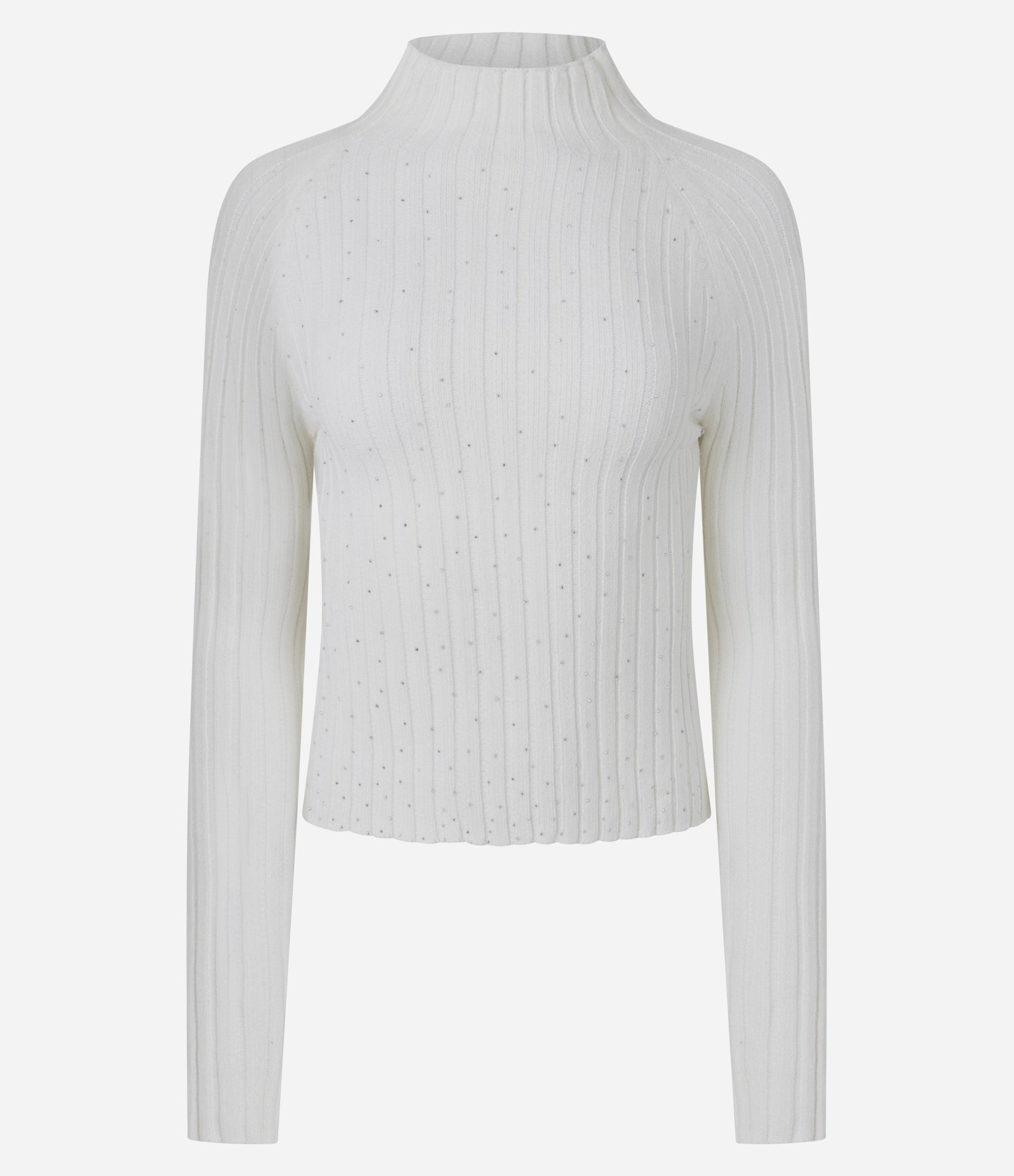 Blusa Cropped em Tricô com Gola Alta Branco 5