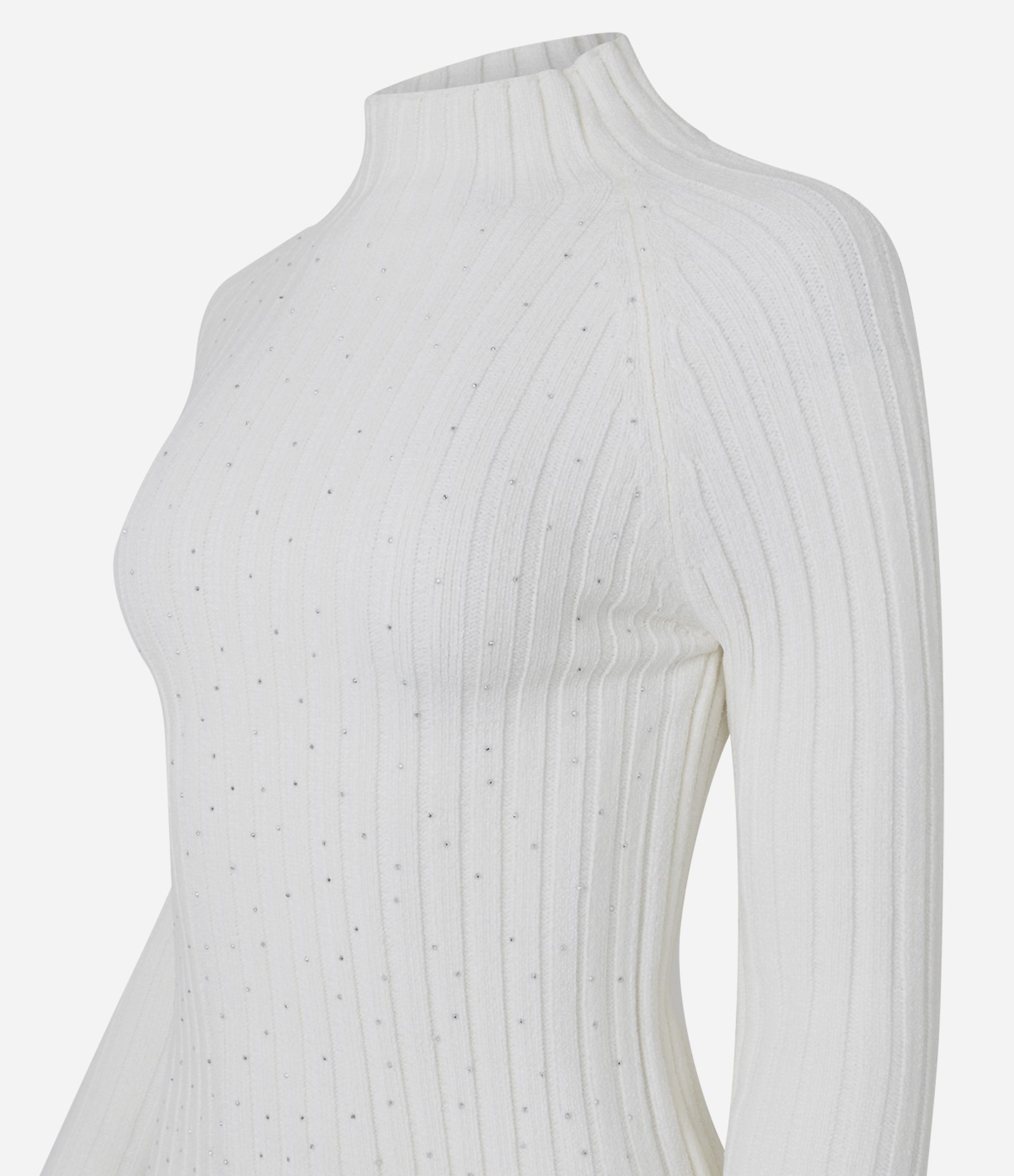 Blusa Cropped em Tricô com Gola Alta Branco 6