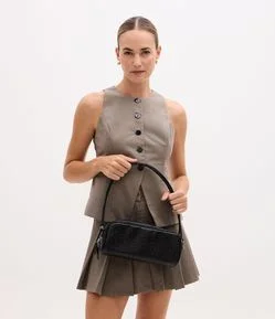 Bolsa Média Retangular com Textura e Alças Duplas