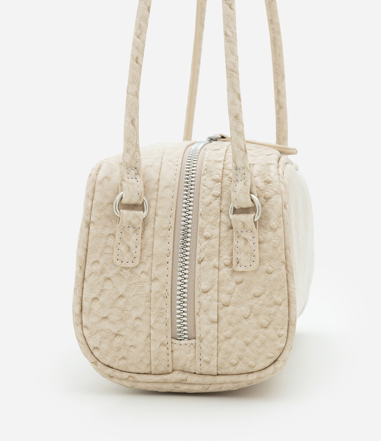 Bolsa Média Retangular com Textura e Alças Duplas Off White 2