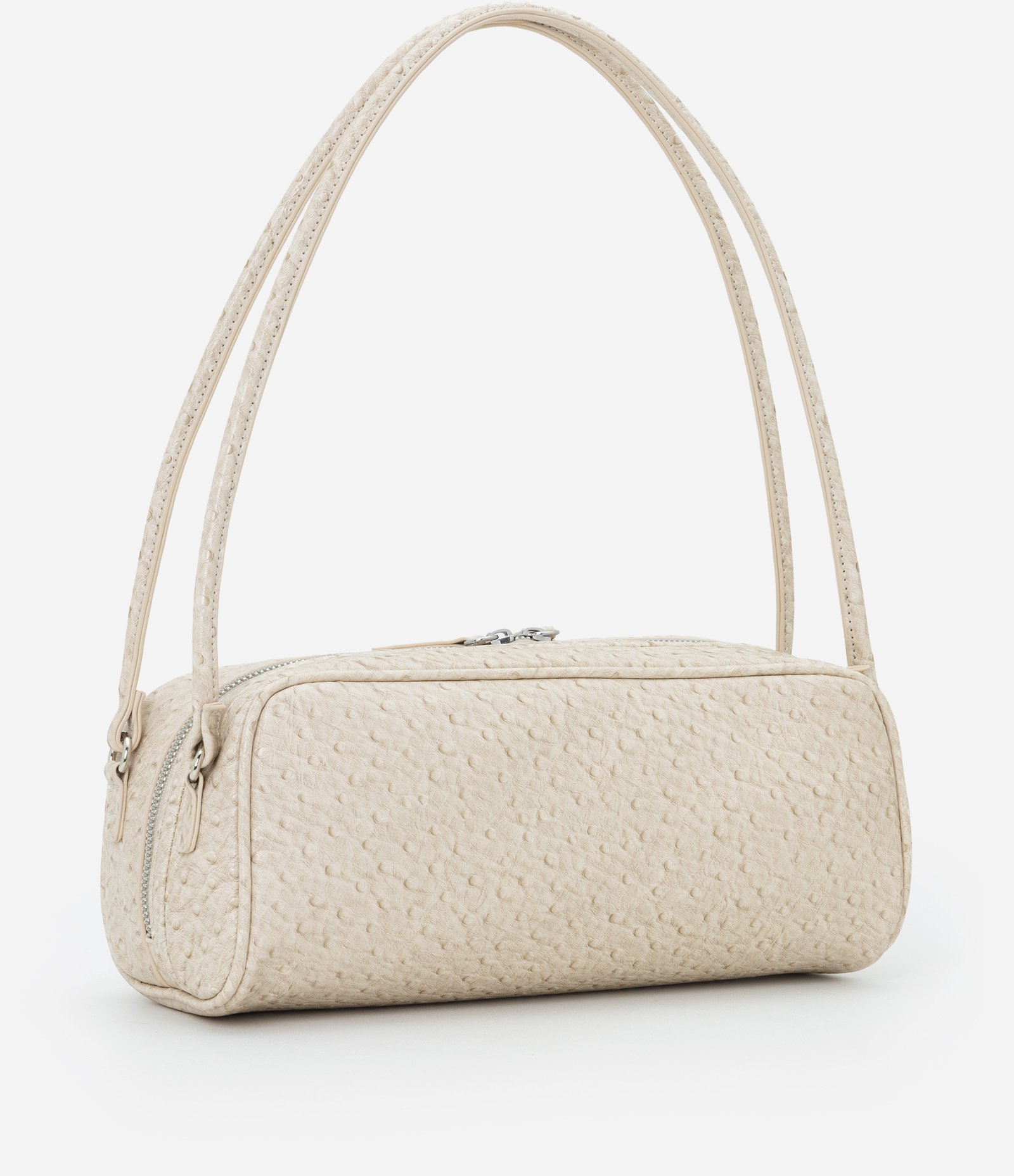 Bolsa Média Retangular com Textura e Alças Duplas Off White 3