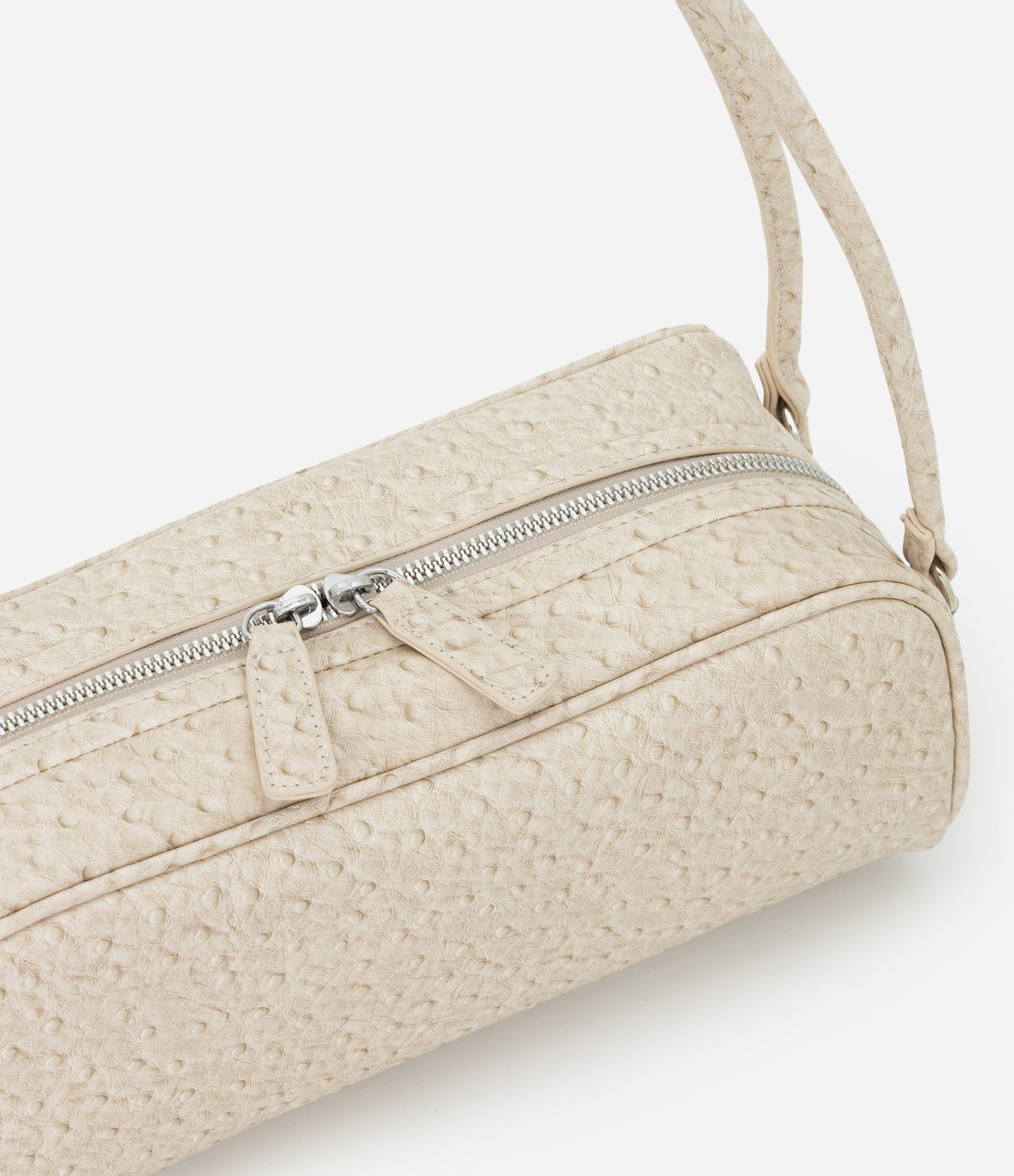 Bolsa Média Retangular com Textura e Alças Duplas Off White 4