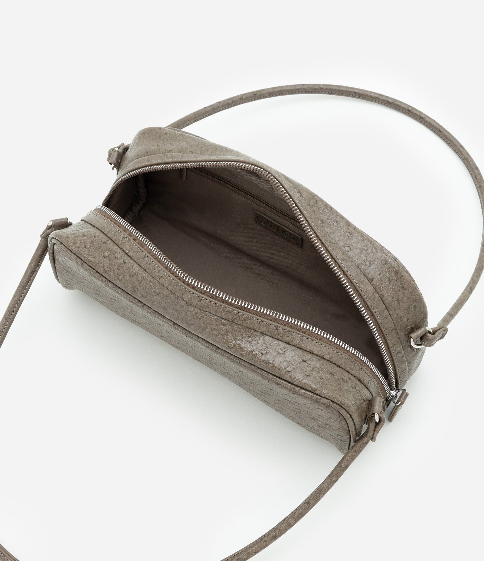 Bolsa Média Retangular com Textura e Alças Duplas Cinza 7