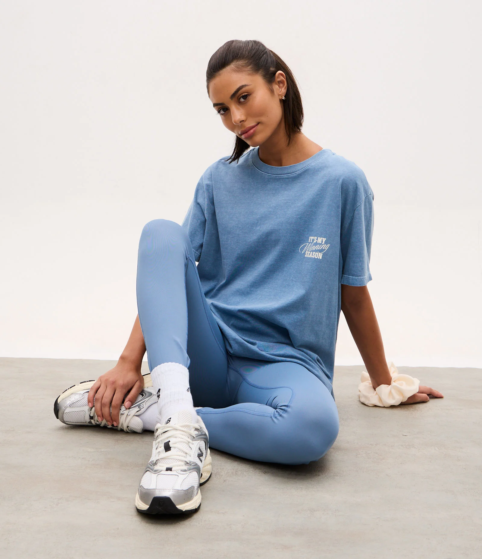 Camiseta Oversized Esportiva em Algodão com Estampa Lettering Azul 1