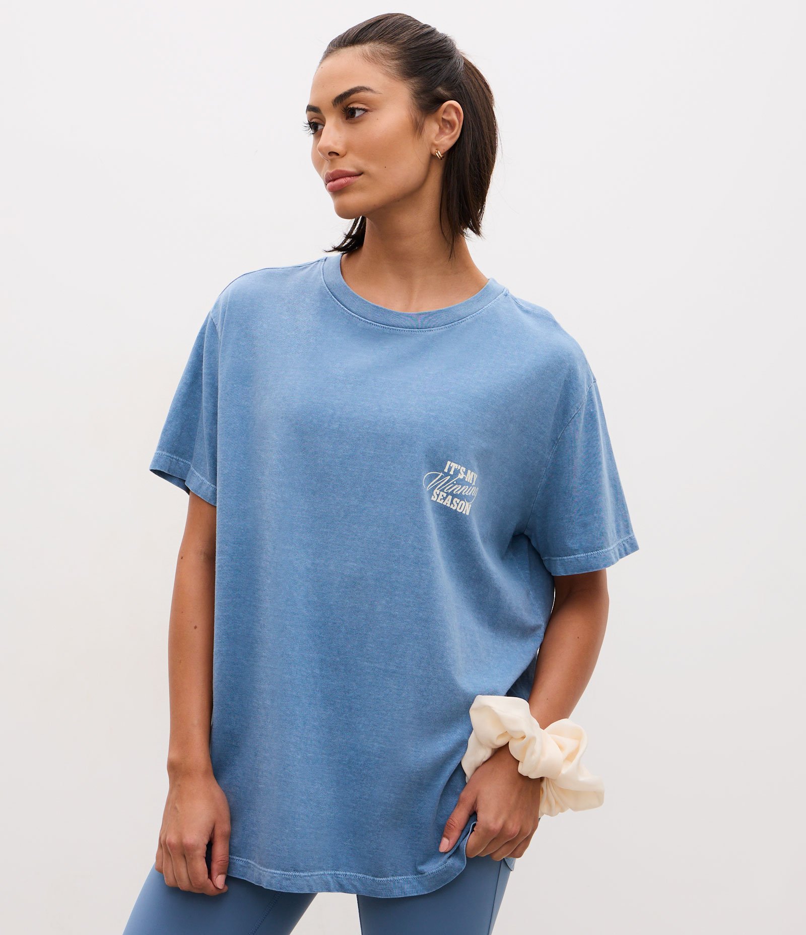 Camiseta Oversized Esportiva em Algodão com Estampa Lettering Azul 2