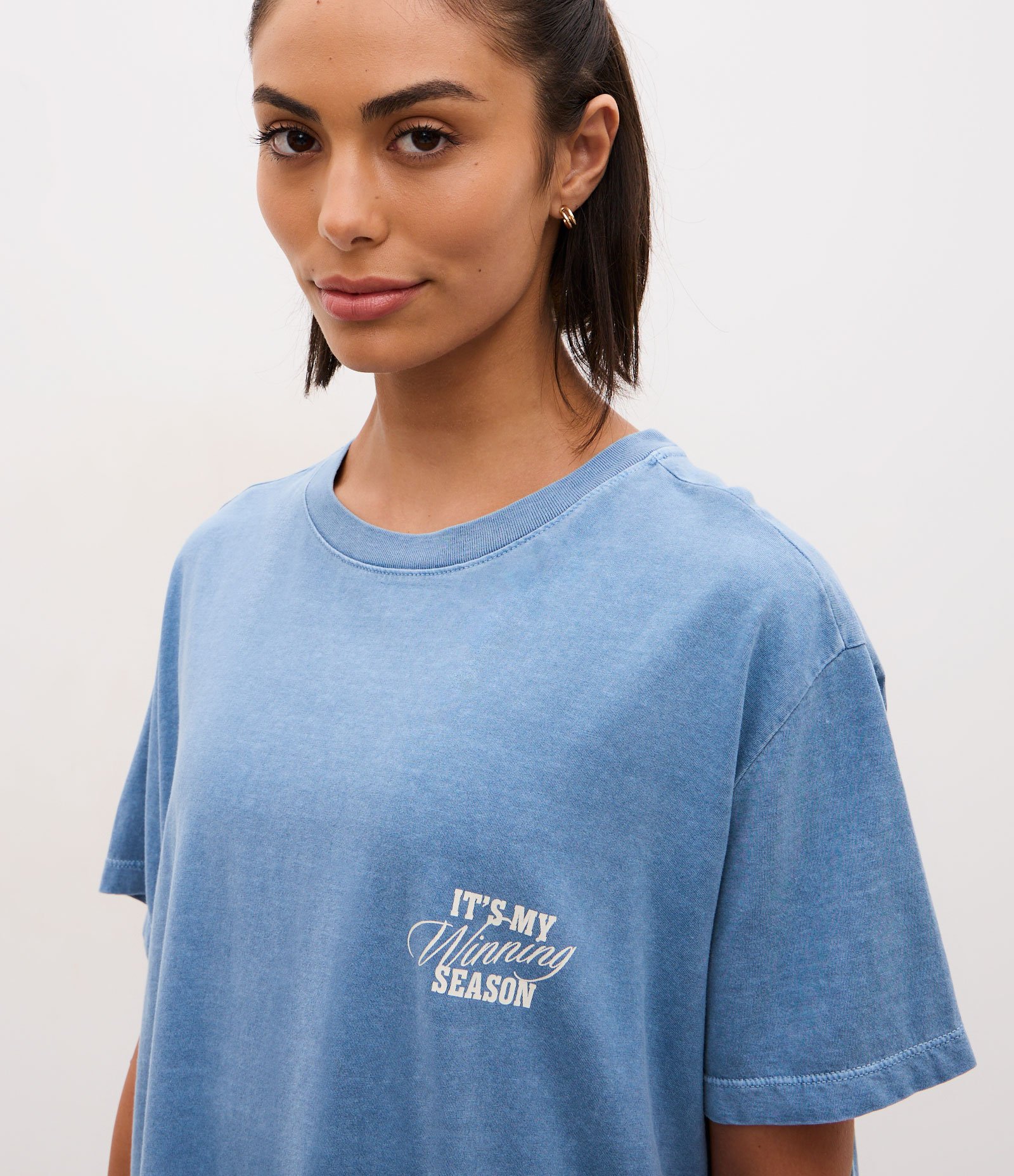Camiseta Oversized Esportiva em Algodão com Estampa Lettering Azul 4