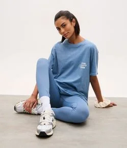 Camiseta Oversized Esportiva em Algodão com Estampa Lettering
