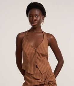 Blusa Colete Frente Única Alfaiatada Risca de Giz