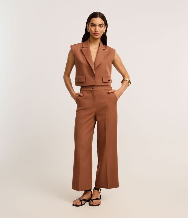 Calça Reta Alfaiatada com Cintura Alta