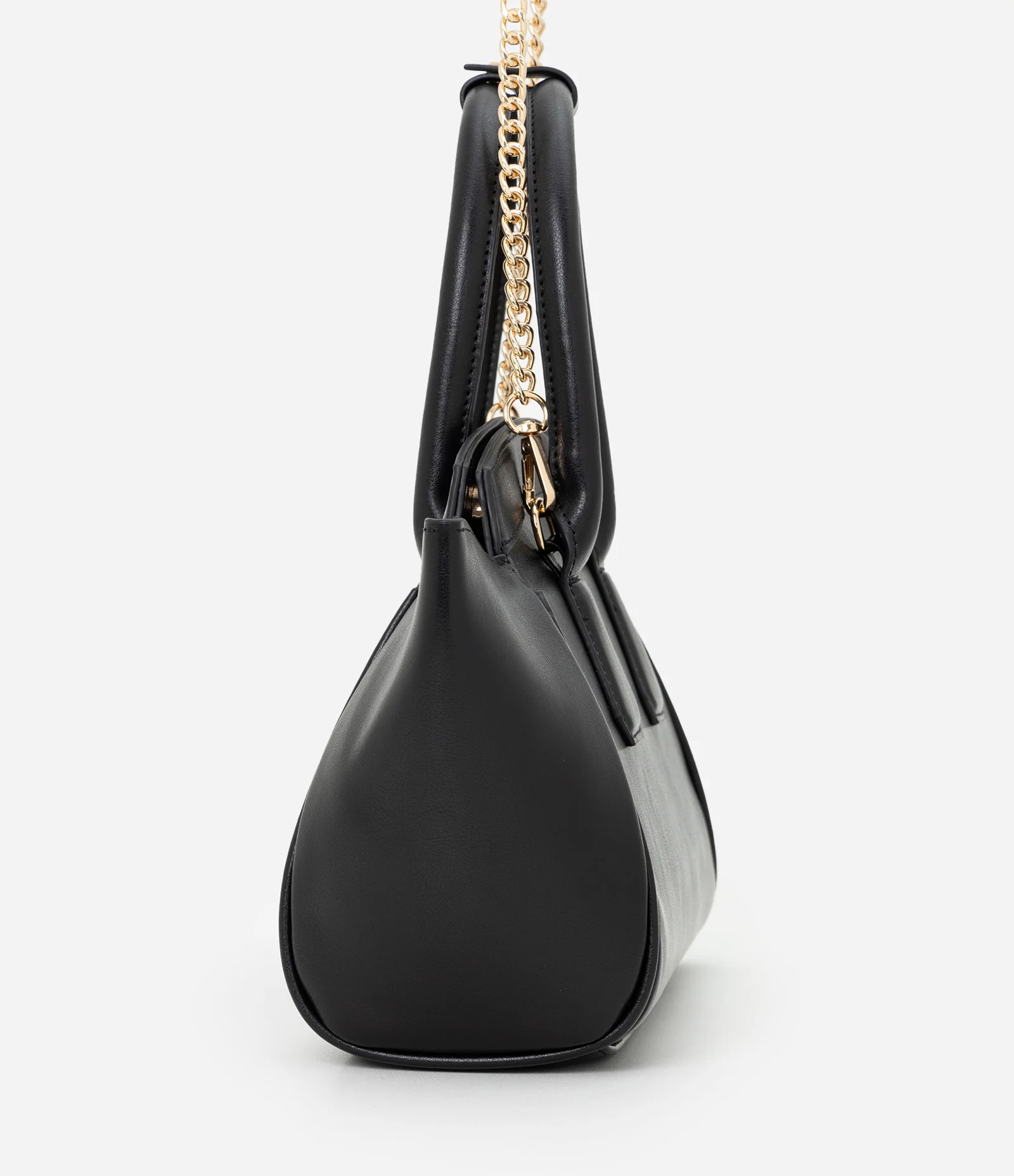 Bolsa Satchel Média em PU com Alça de Corrente Removível Preto 2