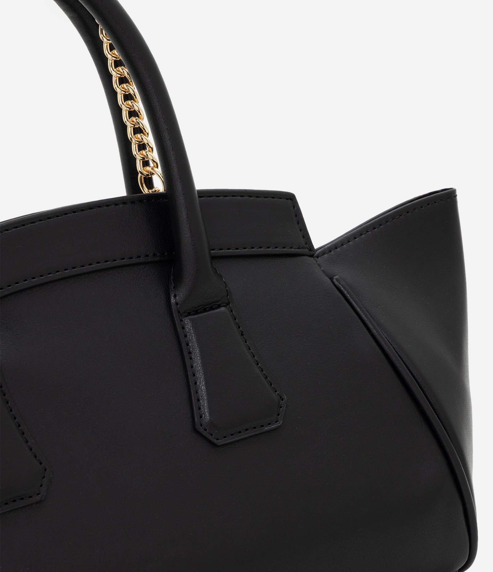 Bolsa Satchel Média em PU com Alça de Corrente Removível Preto 4