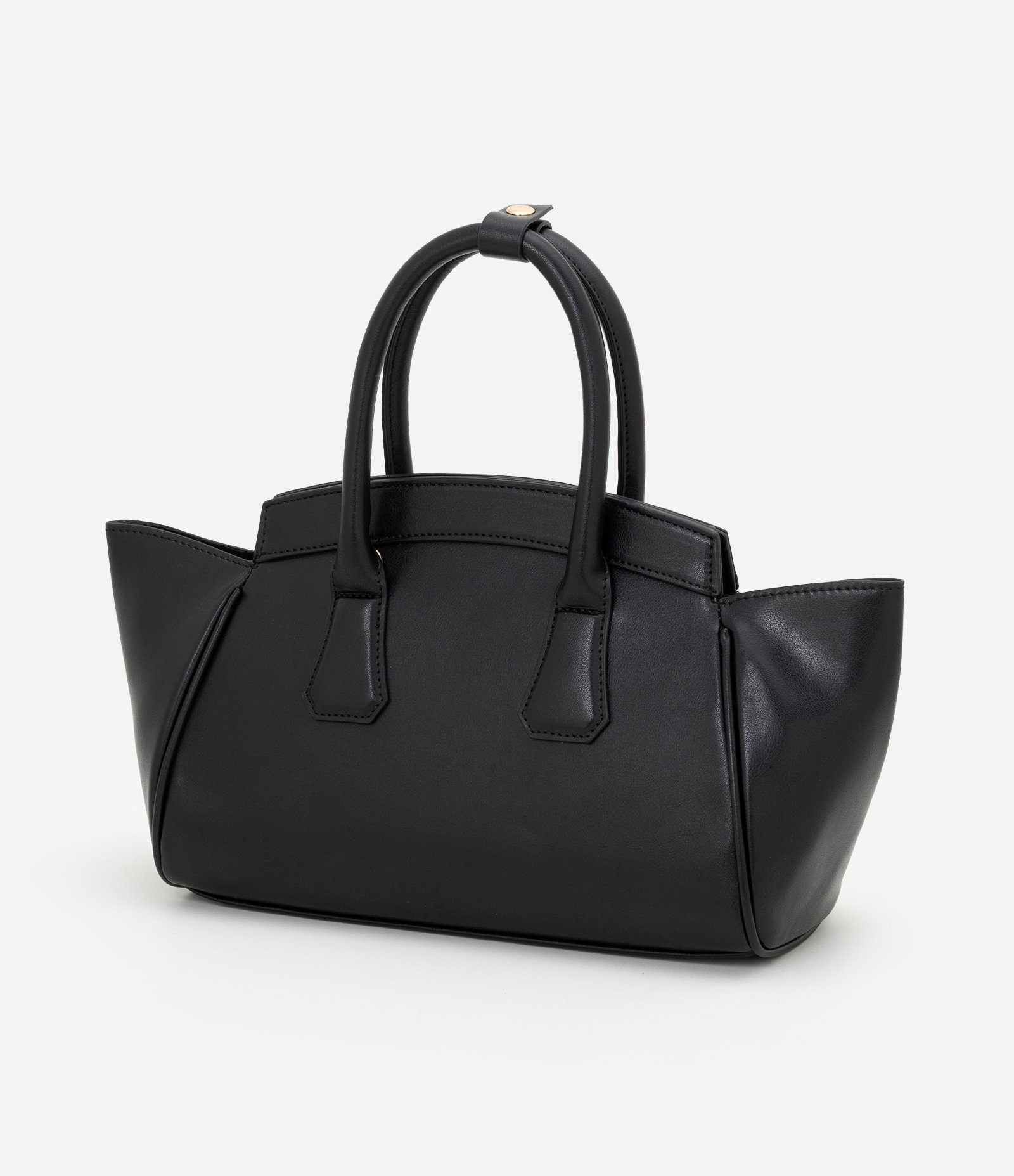 Bolsa Satchel Média em PU com Alça de Corrente Removível Preto 5