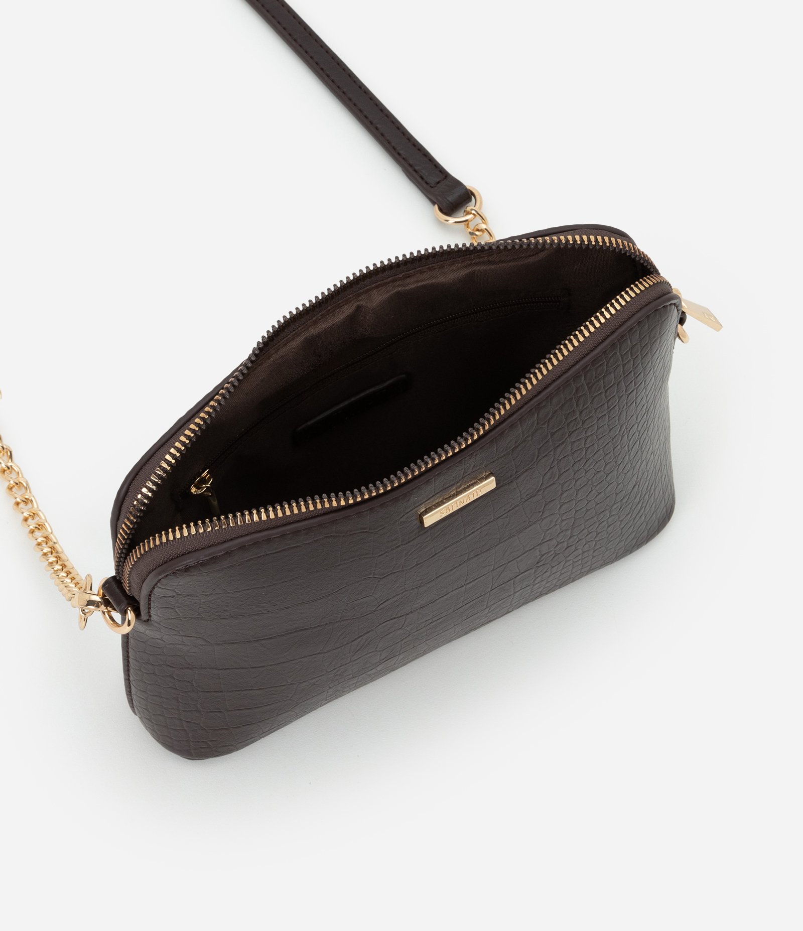 Bolsa Transversal em PU com Corrente Removível Vinho 5