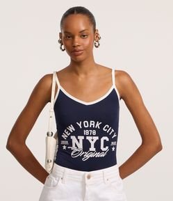 Body em Poliamida com Estampa New York City 1978