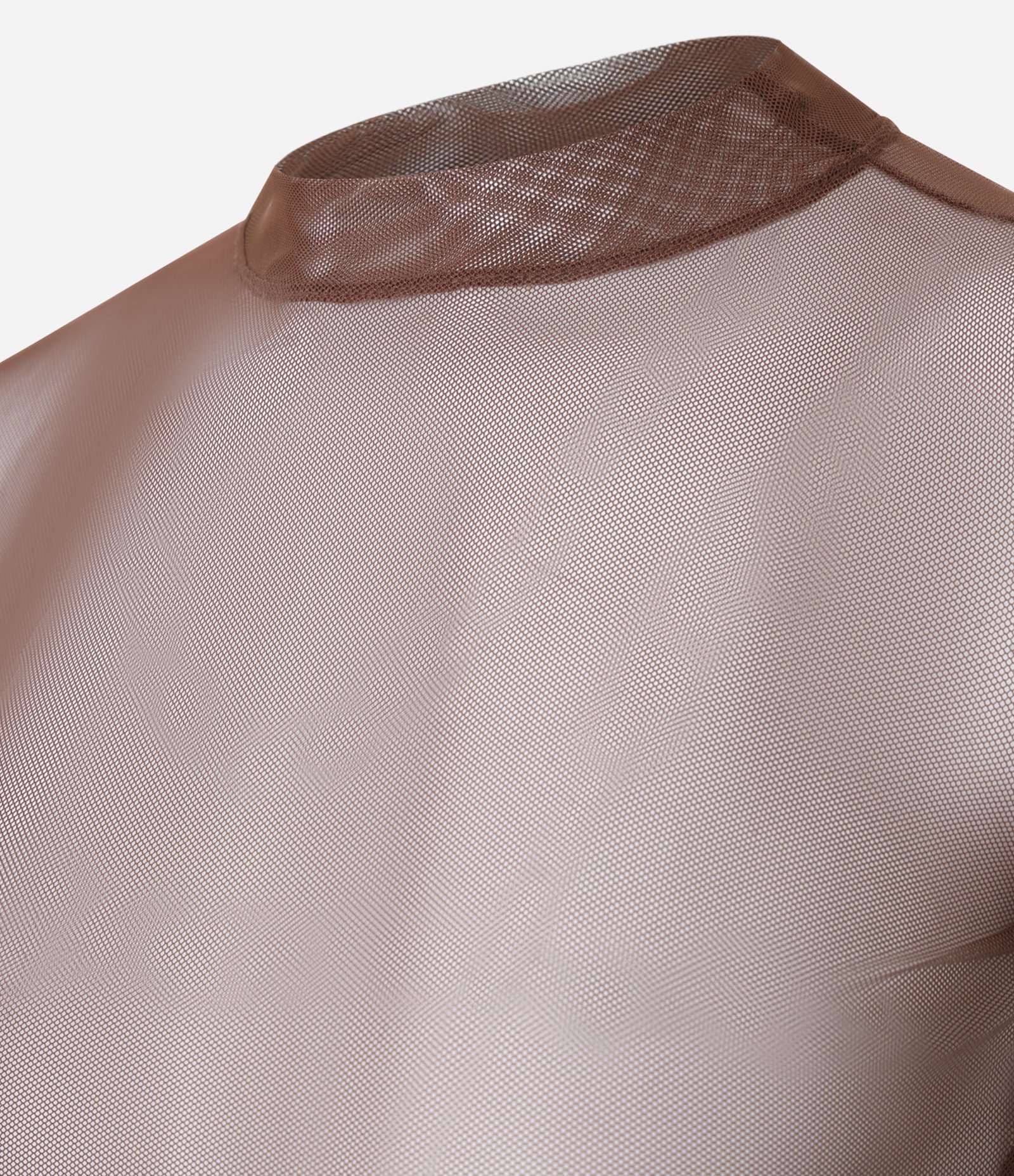 Blusa em Tule com Gola Alta e Franzidos Chocolate Martini 5