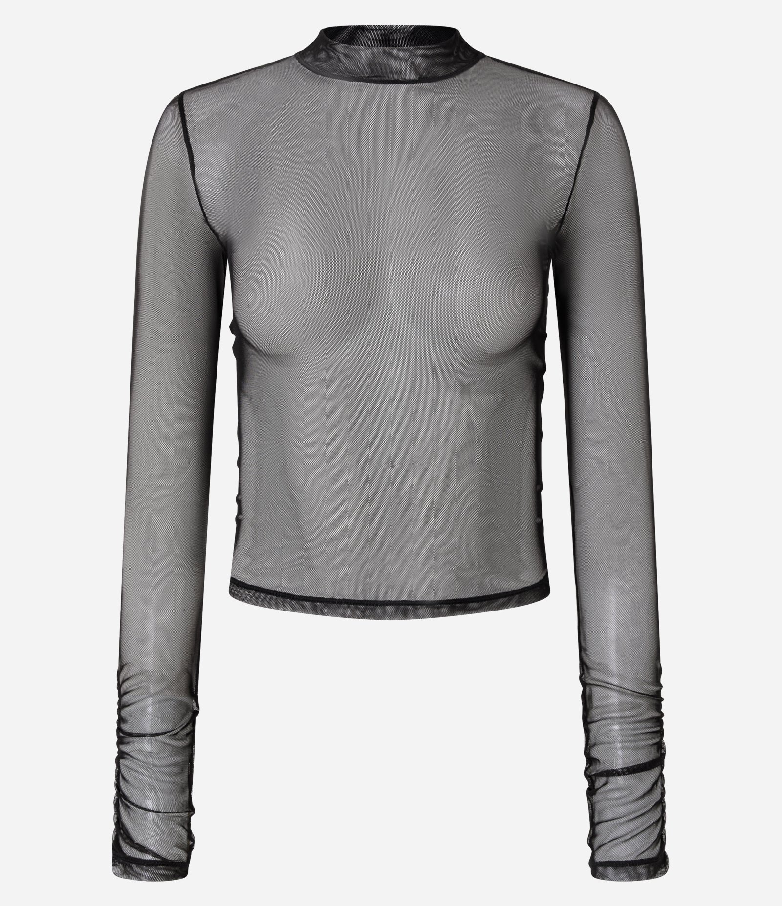 Blusa em Tule com Gola Alta e Franzidos Anthracite 4