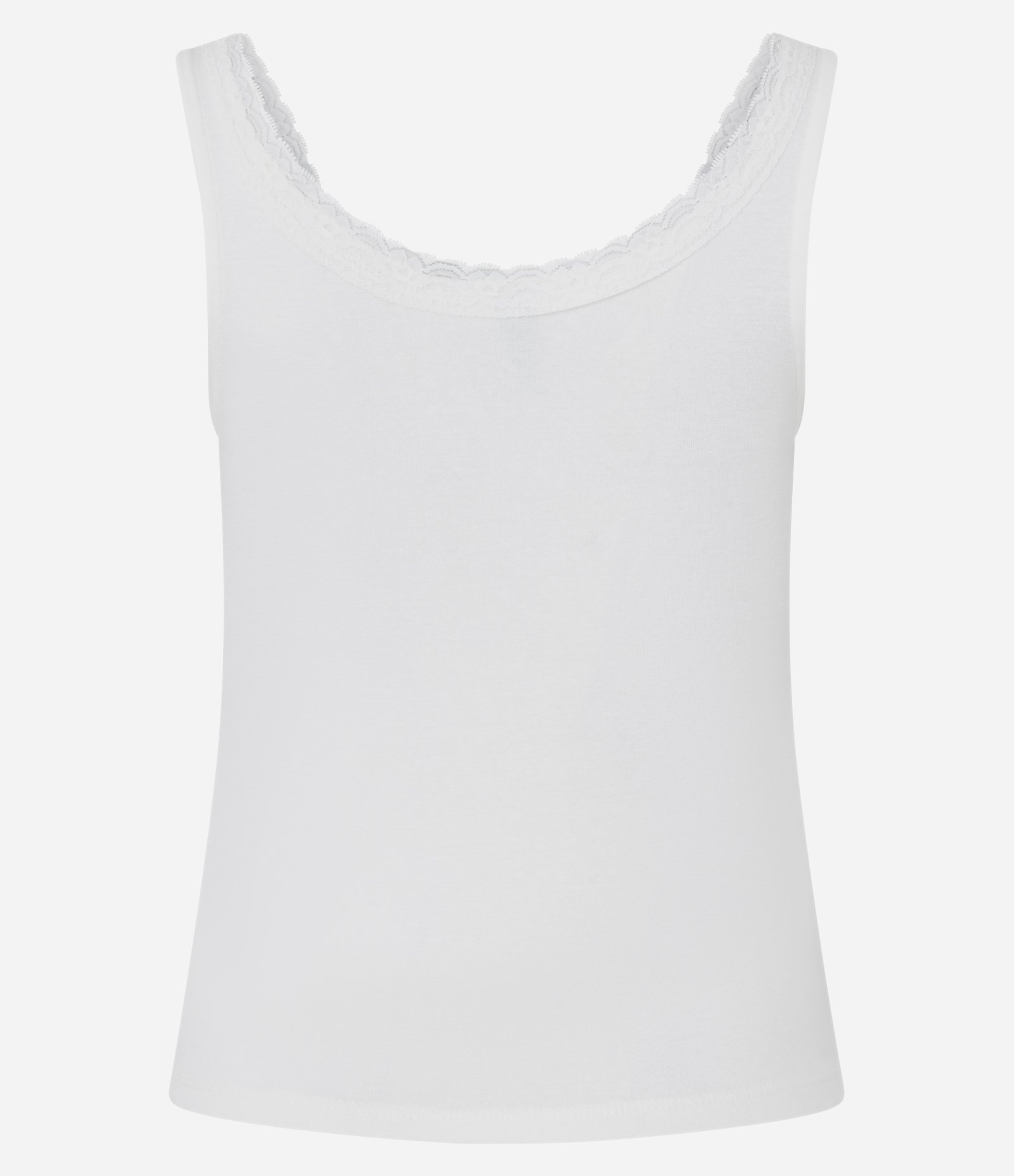 Blusa Regata em Ribana com Lacinho Bordado e Renda Branco 3