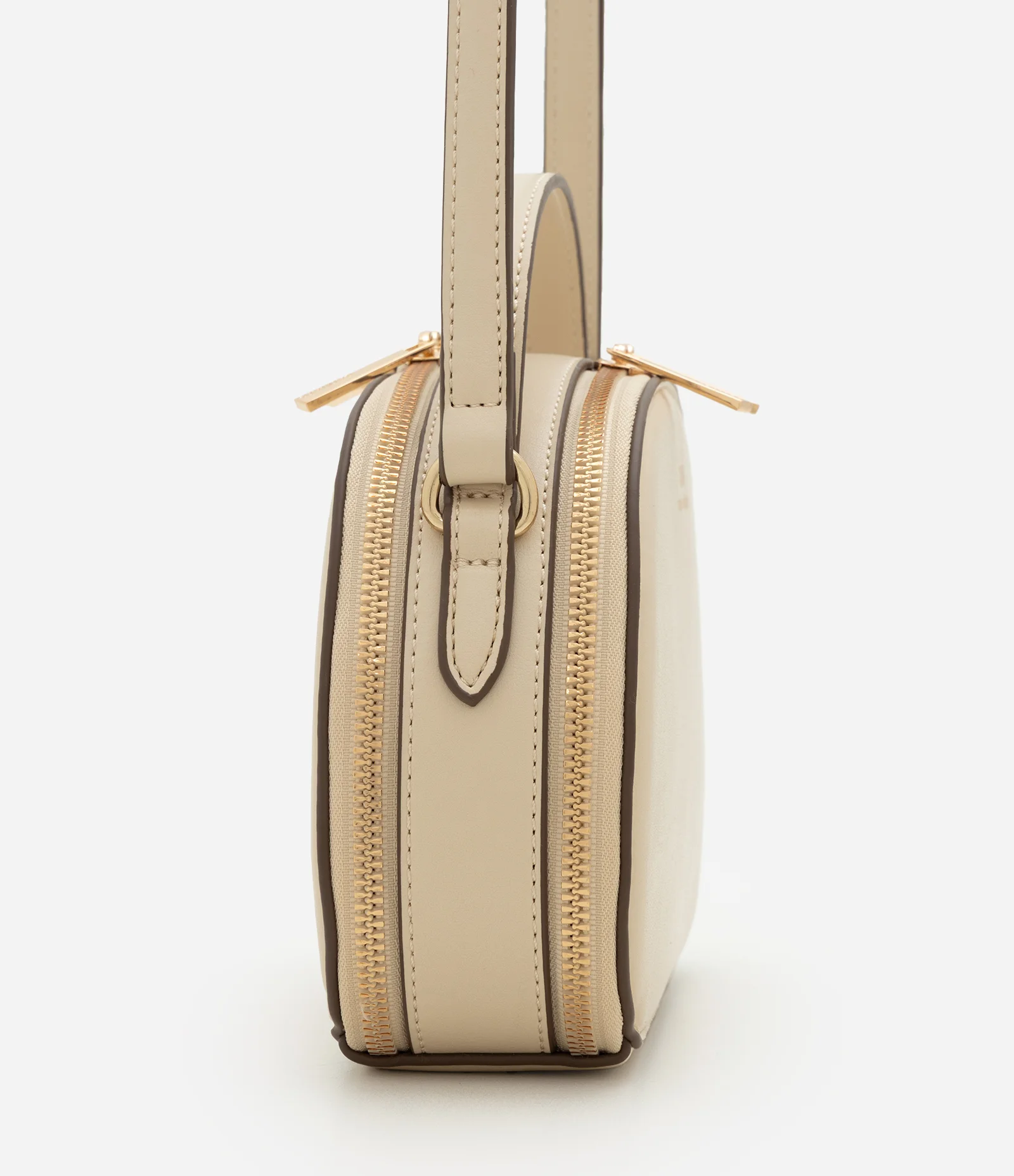 Bolsa Transversal Pequena Estilo Câmera Bag em PU Bege 2