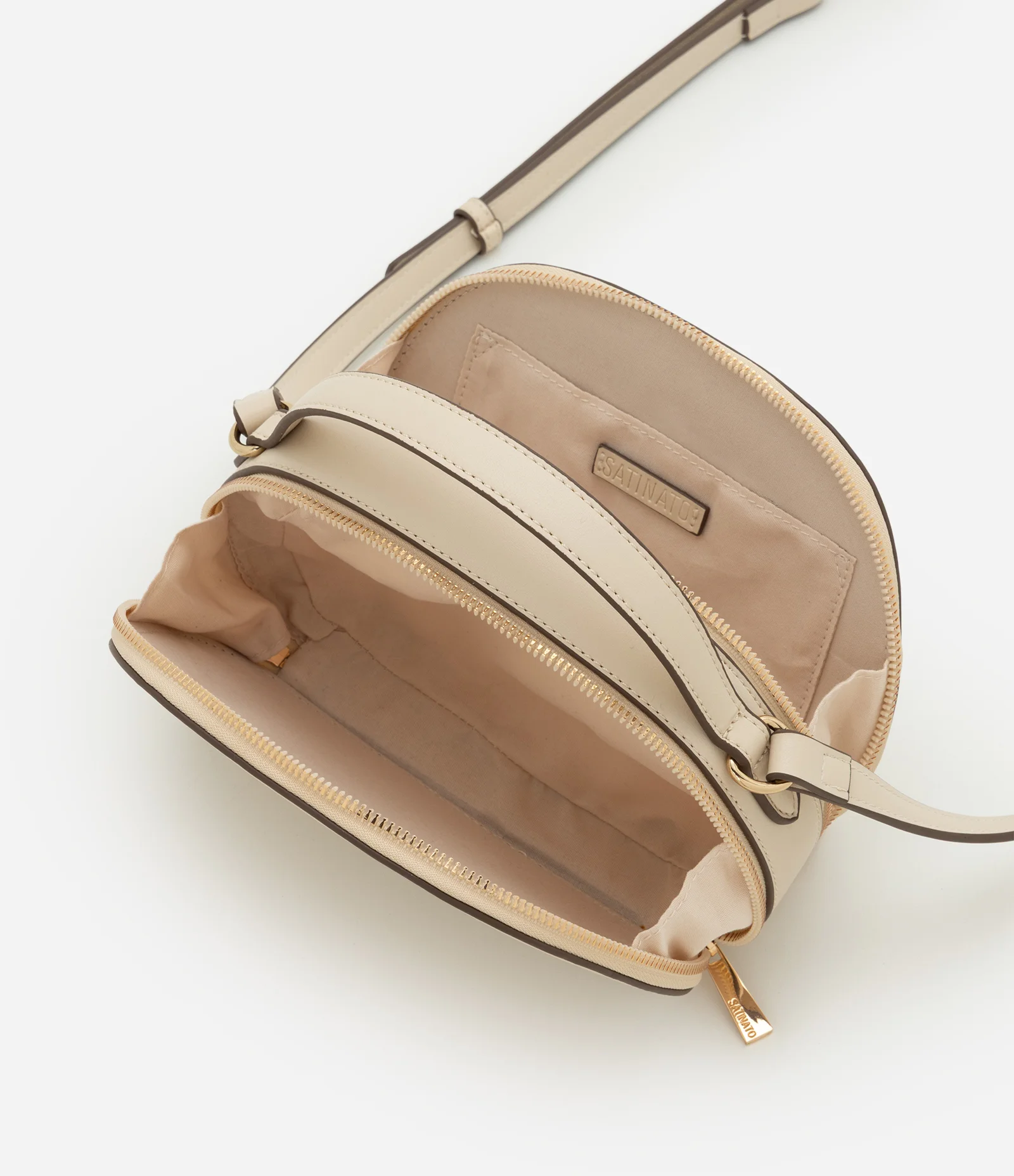 Bolsa Transversal Pequena Estilo Câmera Bag em PU Bege 3