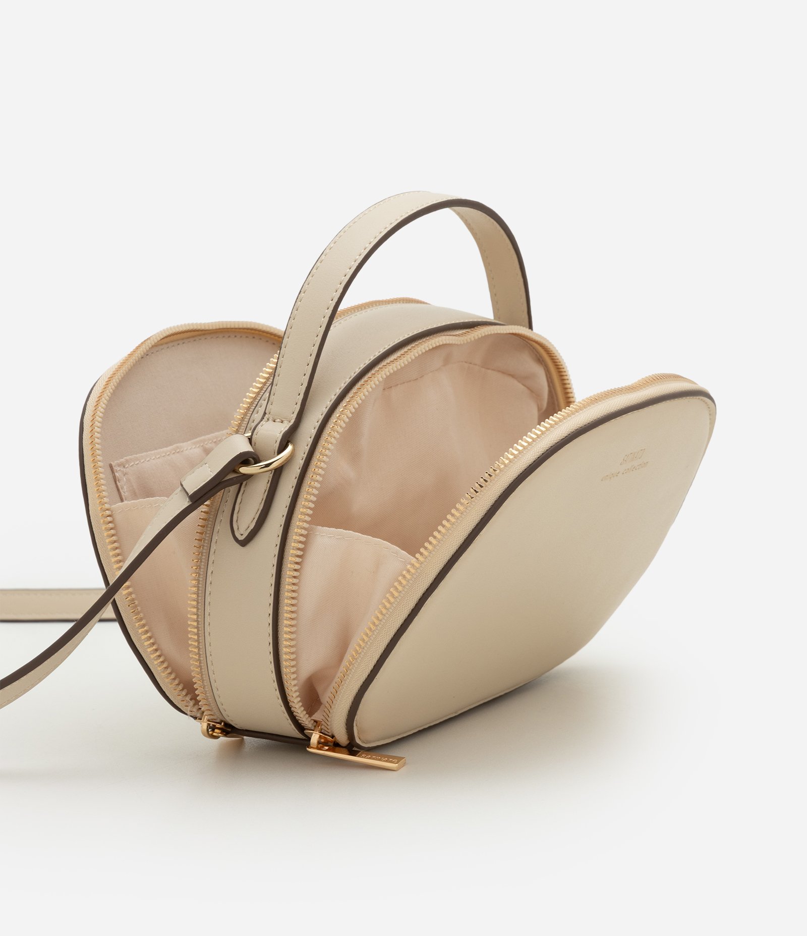 Bolsa Transversal Pequena Estilo Câmera Bag em PU Bege 4