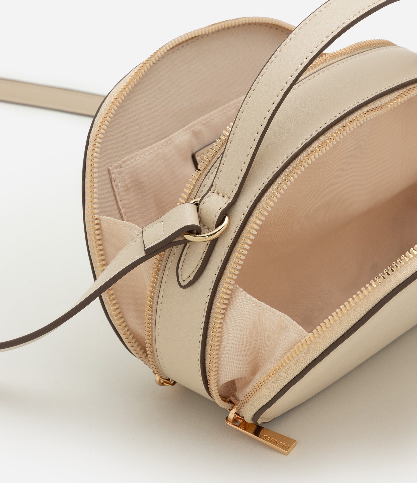 Bolsa Transversal Pequena Estilo Câmera Bag em PU Bege 5